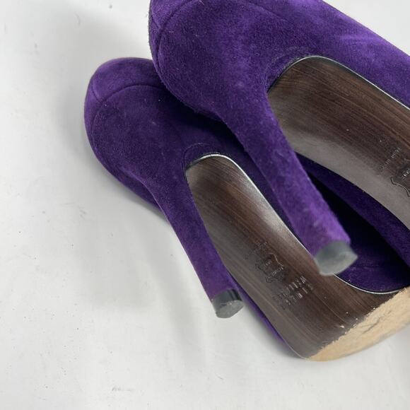 Stuart Weitzman Women's 9 Purple Suede Round Toe Pumps 4.5" Heels - Picture 8 of 10